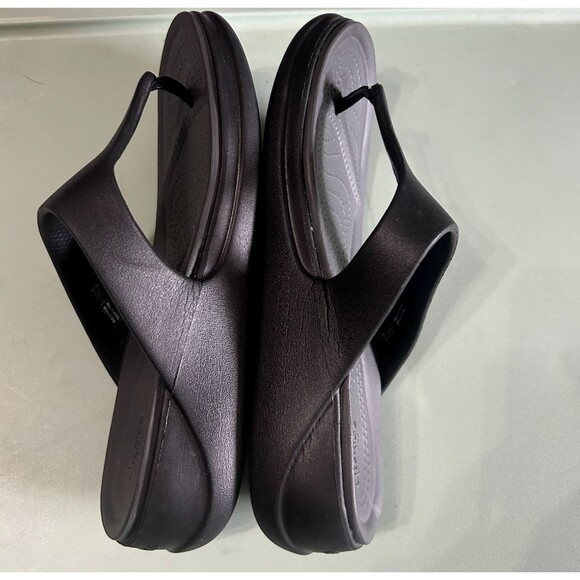 Crocs Boca Lite Ride Womens Size 8 Wedge Black Flip Flops Comfort Casual Sandals - Picture 7 of 11